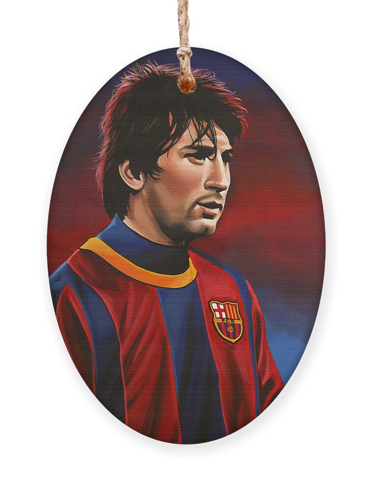 Lionel Messi Ornament featuring the painting Lionel Messi 2 by Paul Meijering