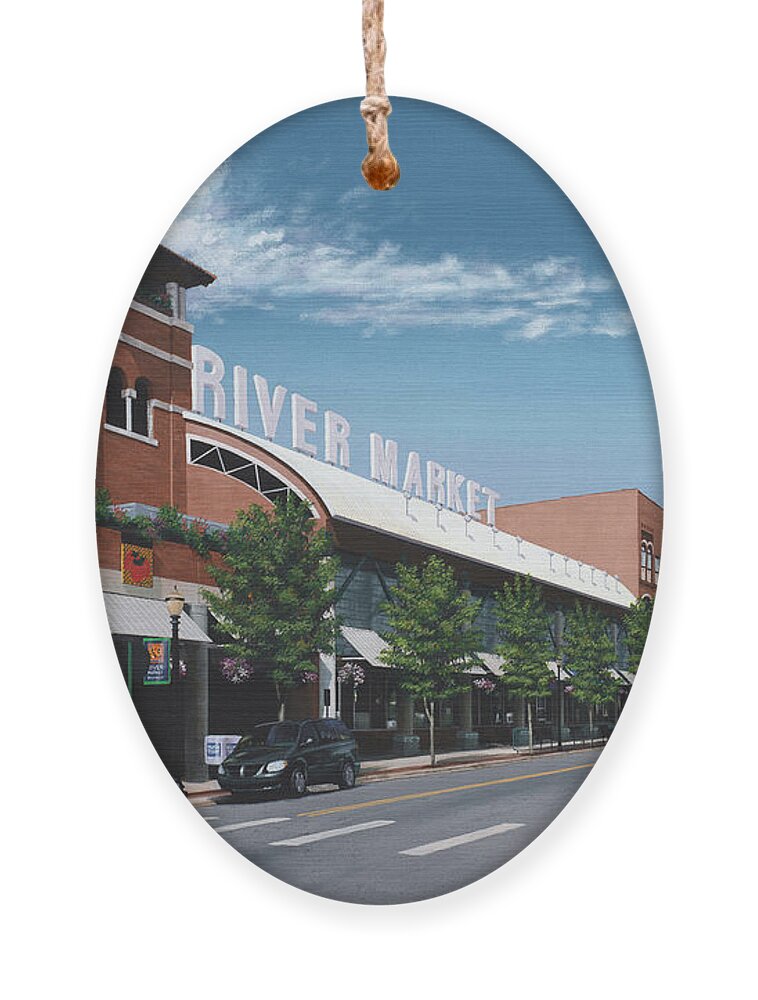 Little Rock Ornament featuring the painting Little Rock River Market by Glenn Pollard