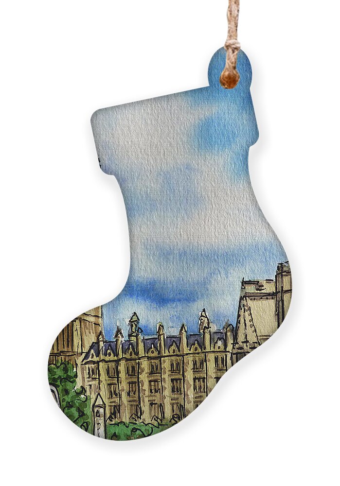 Big Ben Ornament featuring the painting London England Big Ben by Irina Sztukowski