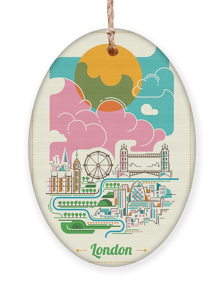 Big Ornament featuring the digital art London Illustration In Color Vector by Radoman Durkovic