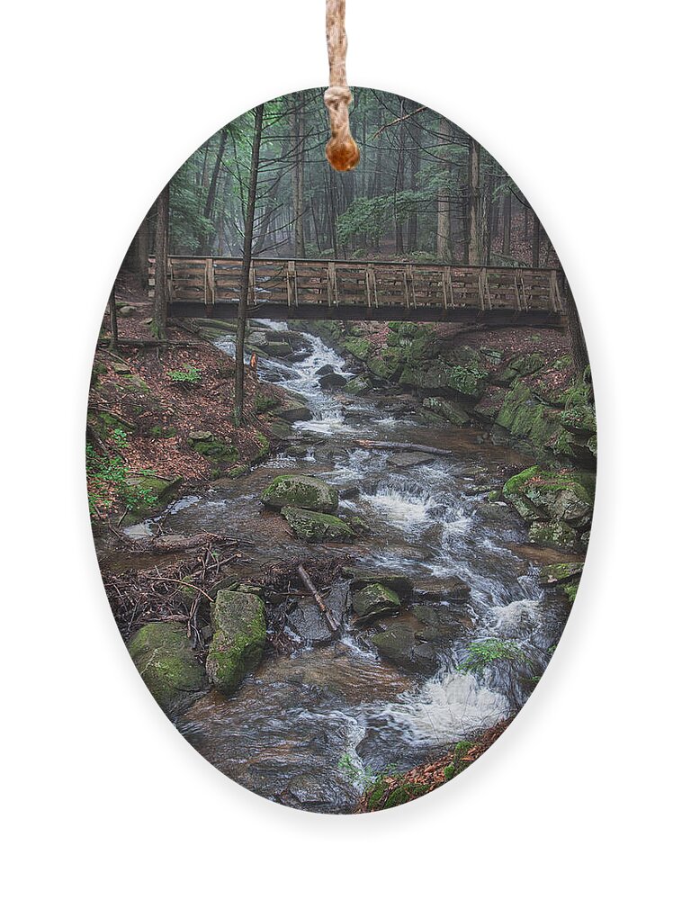 New England Ornament featuring the photograph Lonely Bridge over troubled water by Jeff Folger