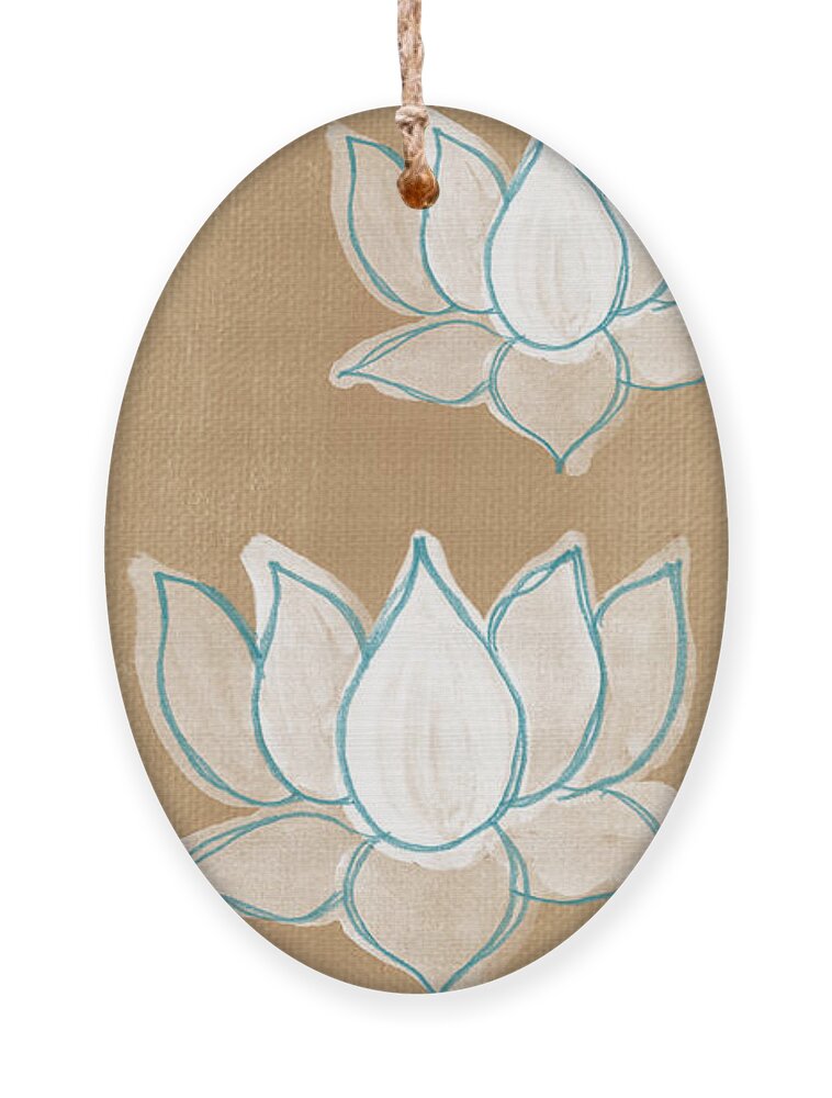 Serenity Ornament featuring the painting Lotus Serenity by Linda Woods