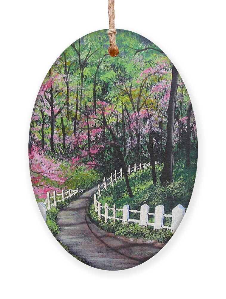 Trees Ornament featuring the painting Lovers' Trail by Gloria E Barreto-Rodriguez