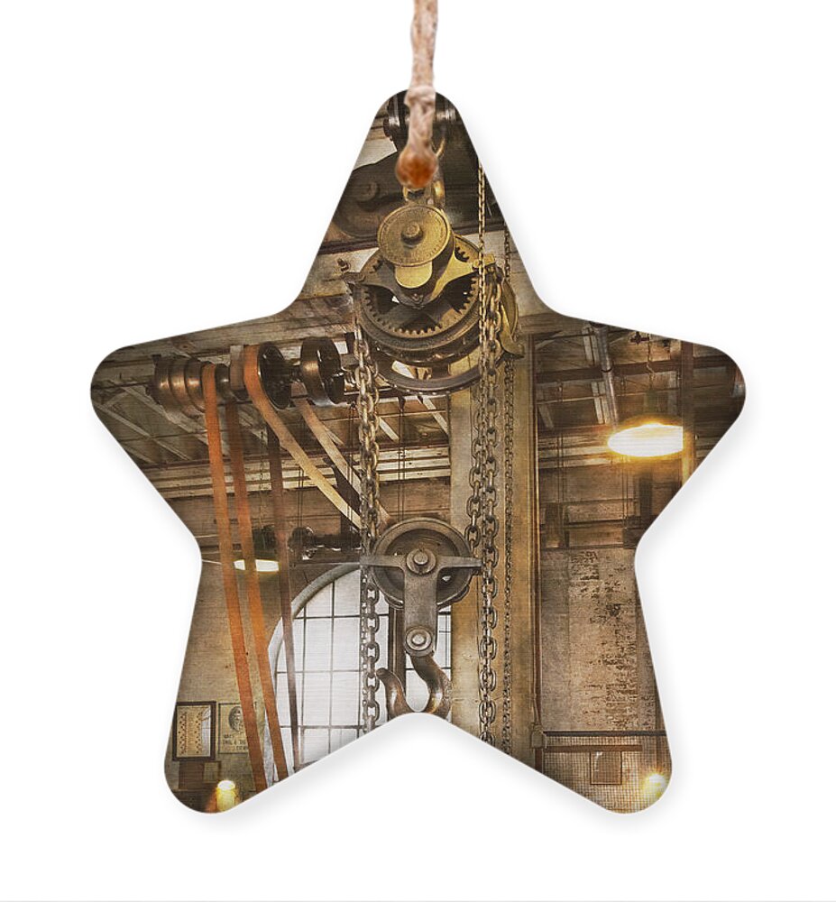 Self Ornament featuring the photograph Machinist - In the age of industry by Mike Savad