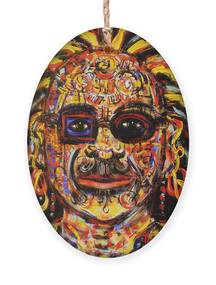 Face Ornament featuring the painting Macho by Natalie Holland