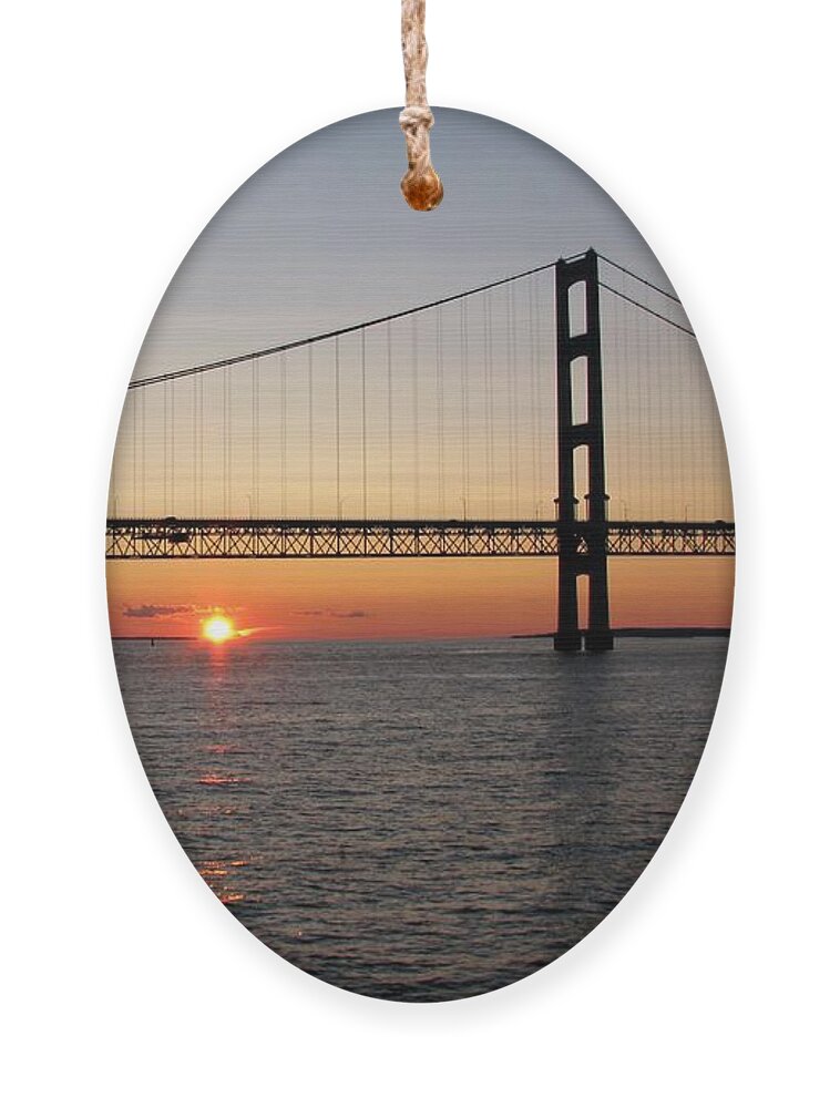 Mackinac Bridge Ornament featuring the photograph Mackinac Bridge Sunset by Keith Stokes