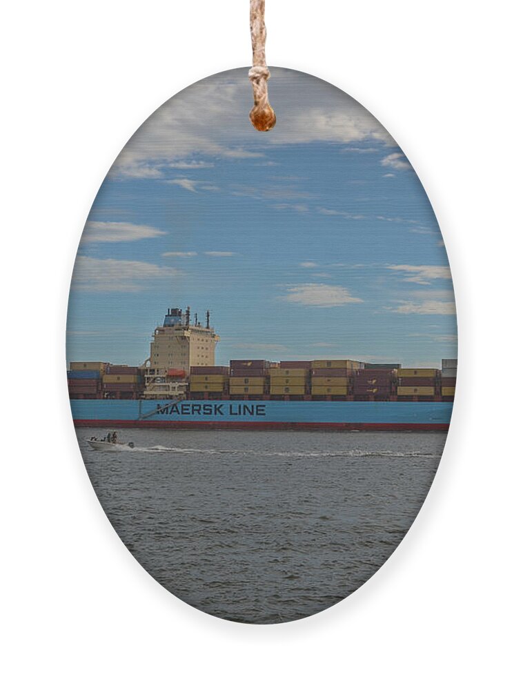Ship Ornament featuring the photograph Ocean Going Freighter by Dale Powell