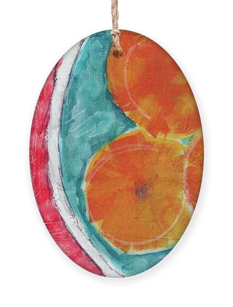 Oranges Ornament featuring the painting Mandarins by Linda Woods