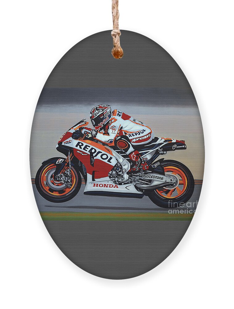 Marc Marquez Ornament featuring the painting Marc Marquez by Paul Meijering