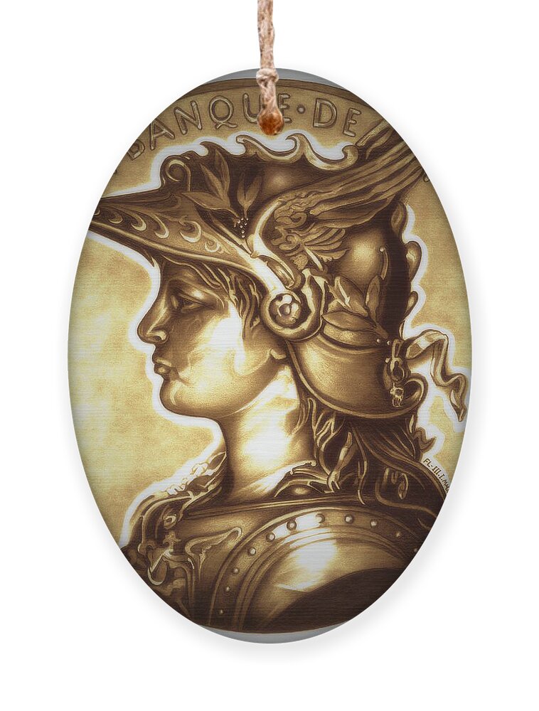 Coin Ornament featuring the drawing Limited Edition Marianne Gold by Fred Larucci