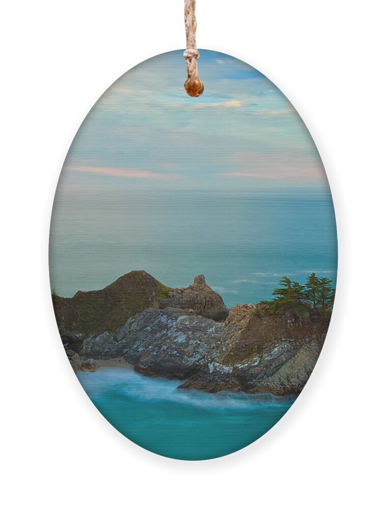 Coastline Ornament featuring the photograph McWay Falls At Sunrise by Jonathan Nguyen