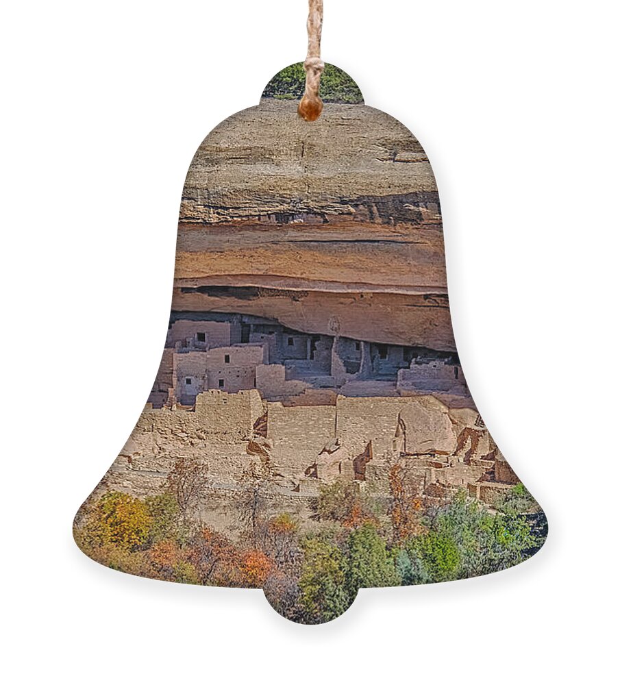 Mesa Verde Cliff Dwelling Ornament featuring the photograph Mesa verde cliff dwelling by Paul Freidlund