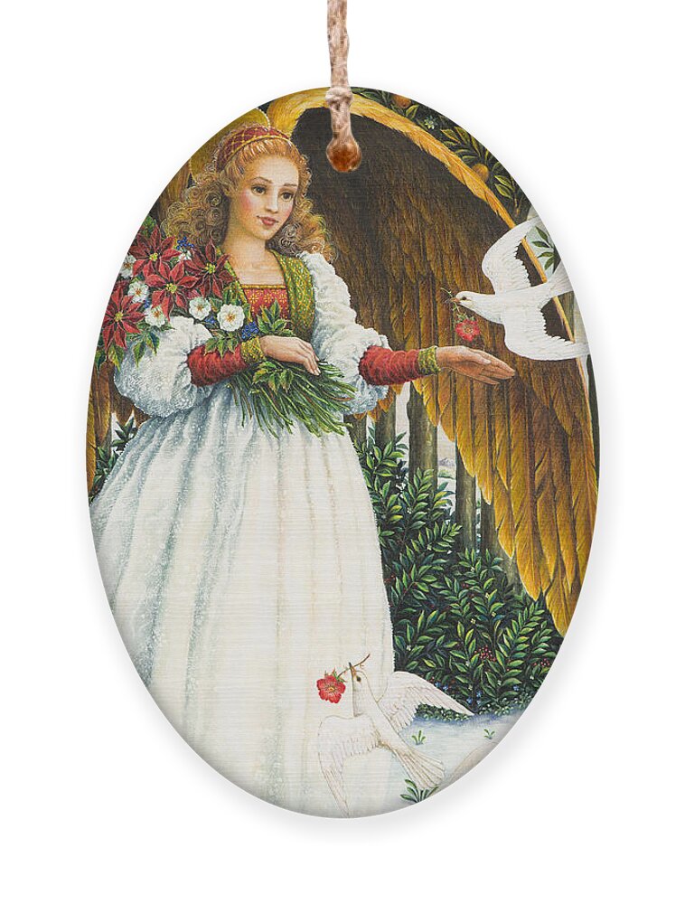 Angel Ornament featuring the painting Messengers of Peace by Lynn Bywaters