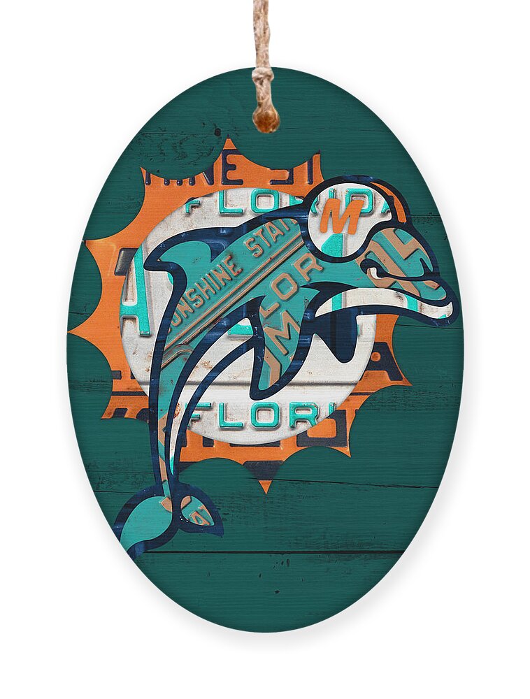 Miami Dolphins Football Team Retro Logo Florida License Plate Art Ornament  by Design Turnpike - Pixels