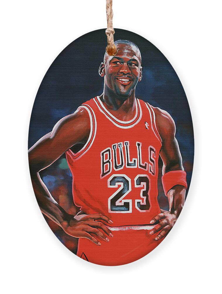 Michael Jordan Ornament featuring the painting Michael Jordan by Paul Meijering