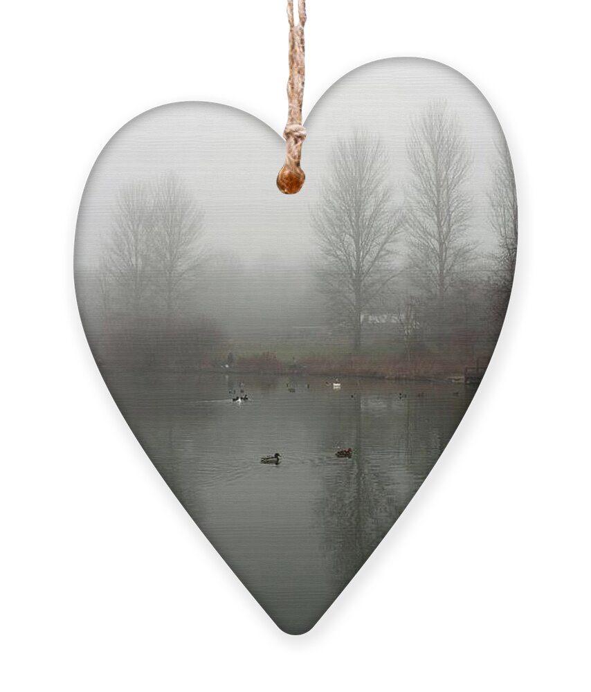 Lake Ornament featuring the photograph Misty Lake Reflections by Jeremy Hayden