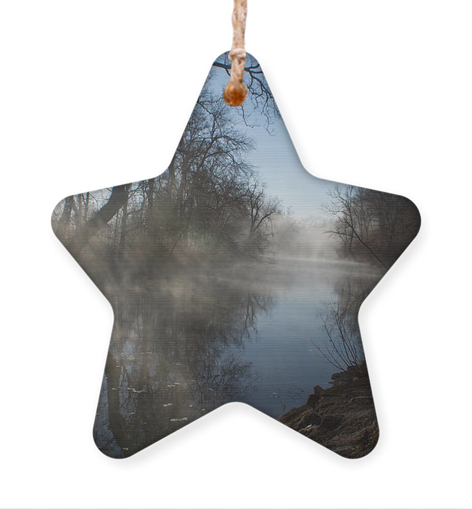 Fog Ornament featuring the photograph Misty Morning along James River by Jennifer White