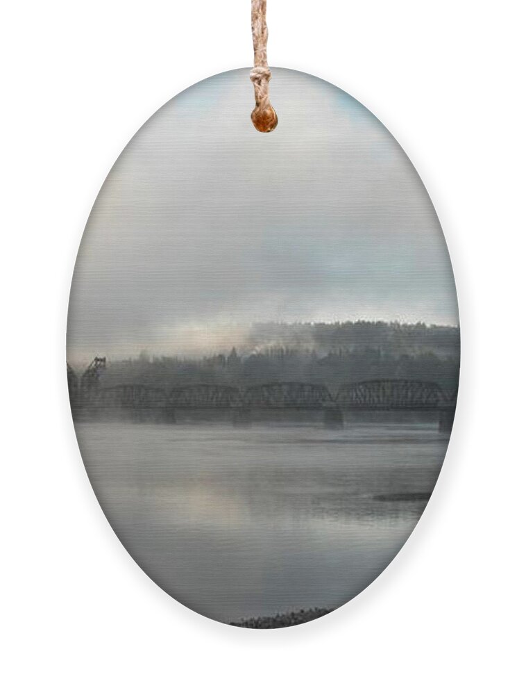 Rail Ornament featuring the photograph Misty Railway Bridge by Vivian Martin