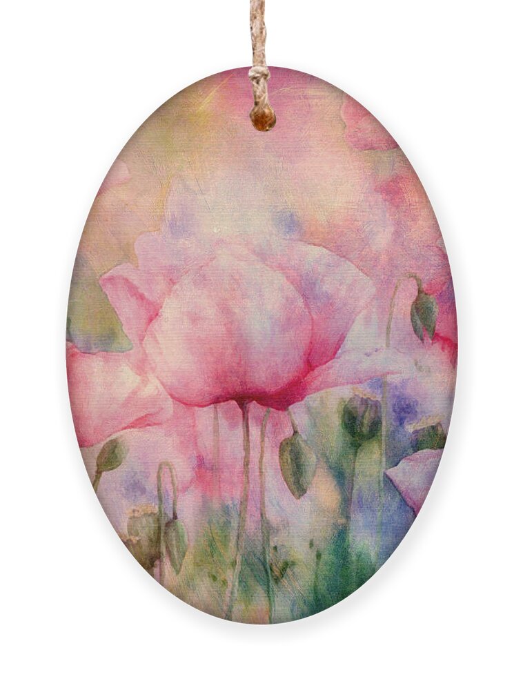 Poppy Ornament featuring the painting Monet's Poppies Vintage Warmth by Georgiana Romanovna