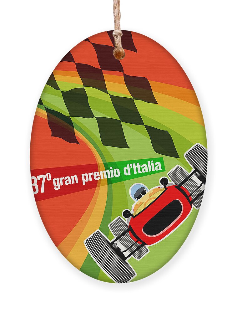 Monza Ornament featuring the digital art Monza Grand Prix 1966 by Georgia Clare