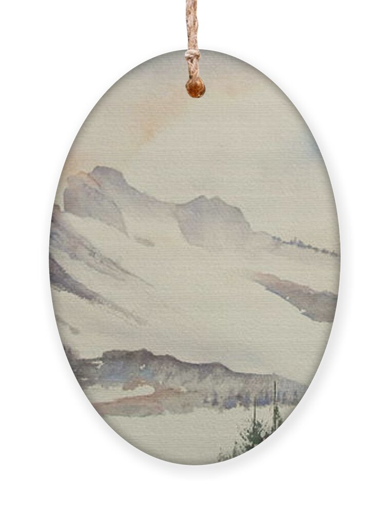 Mt Thielsen Ornament featuring the painting Mt. Thielsen, Oregon by Amanda Amend