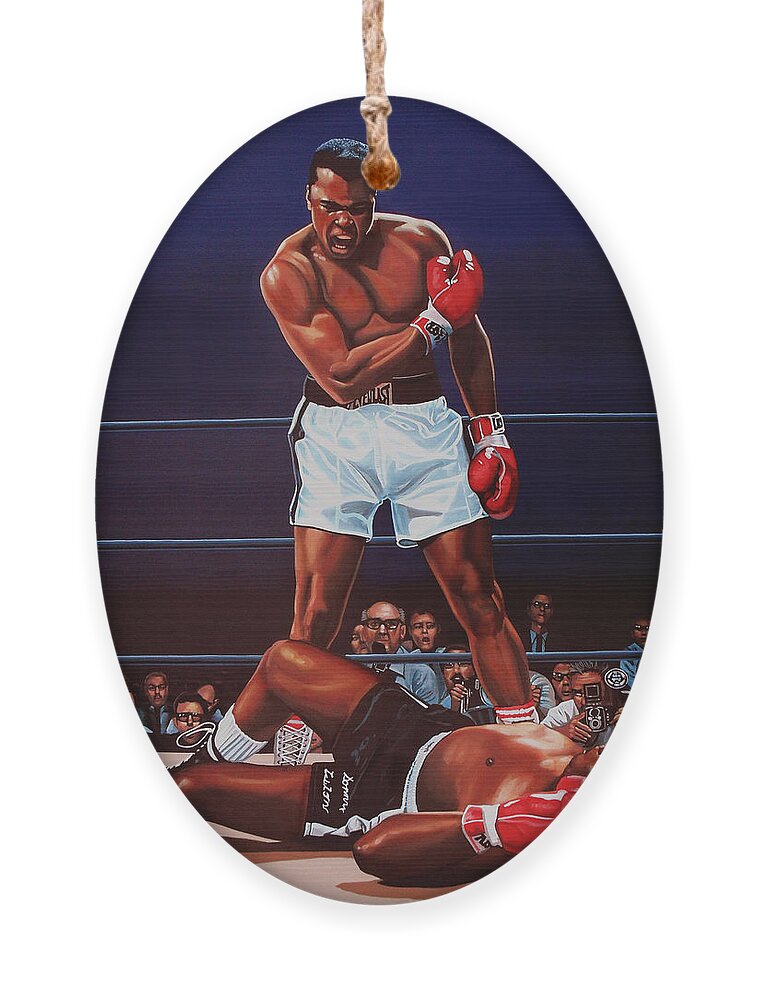 Mohammed Ali Versus Sonny Liston Ornament featuring the painting Muhammad Ali versus Sonny Liston by Paul Meijering