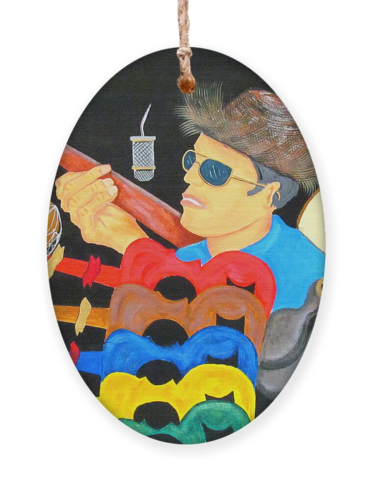 Music Ornament featuring the painting Musical Man by Gloria E Barreto-Rodriguez