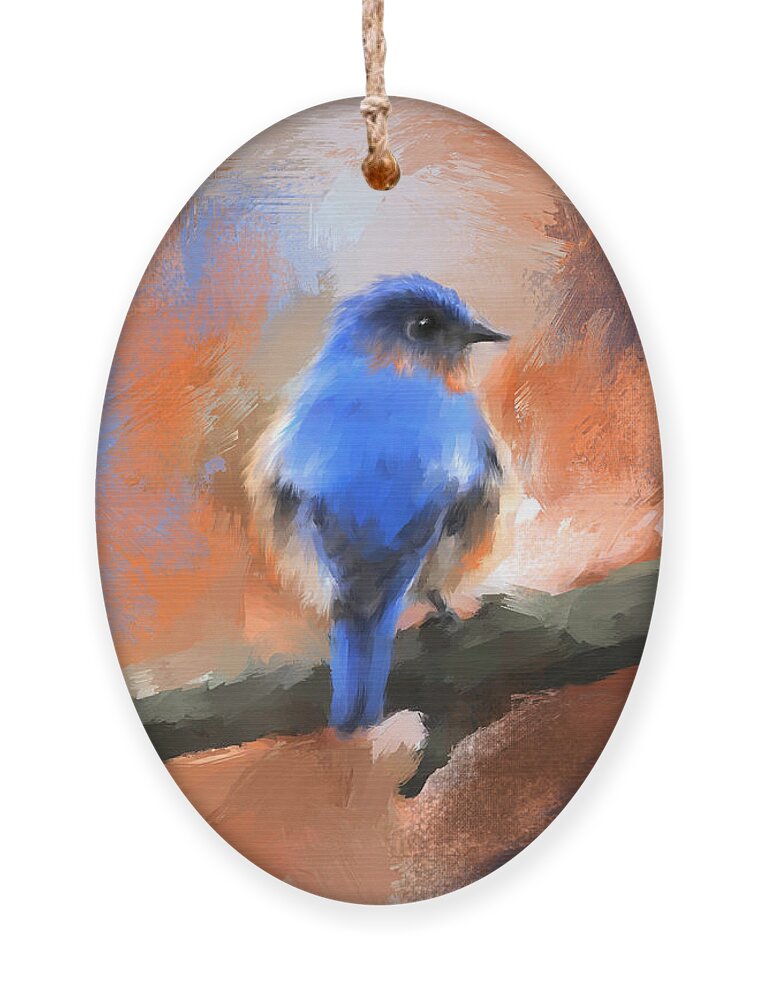 Bird Ornament featuring the painting My Little Bluebird by Jai Johnson
