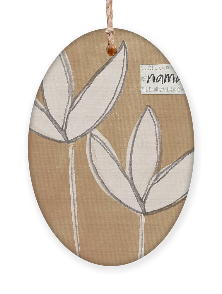 Namaste Ornament featuring the painting Namaste White Flowers by Linda Woods
