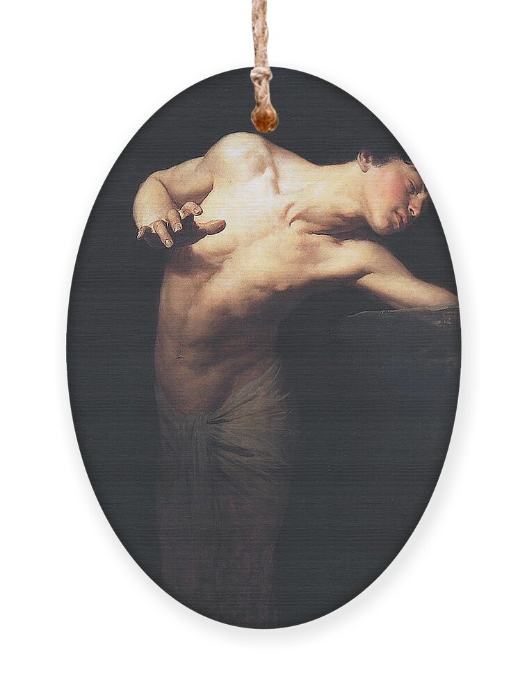 Narcissus Ornament featuring the painting Narcissus by Gyula Benczur