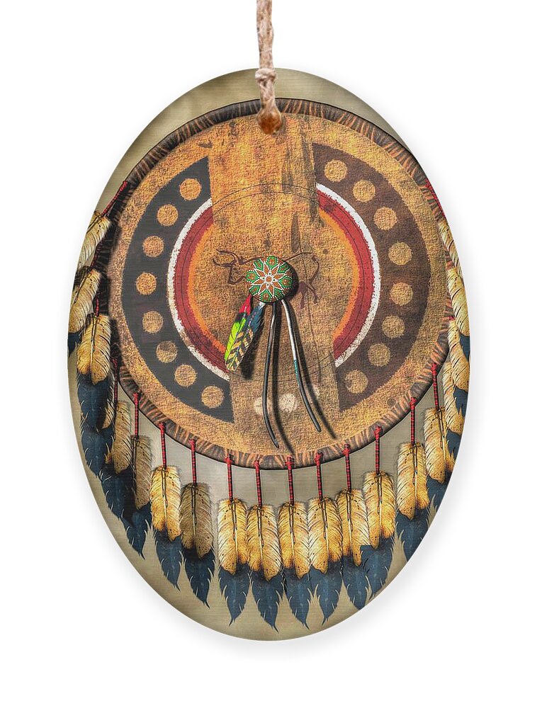 Native American Shield Ornament featuring the digital art Native American Shield by Daniel Eskridge