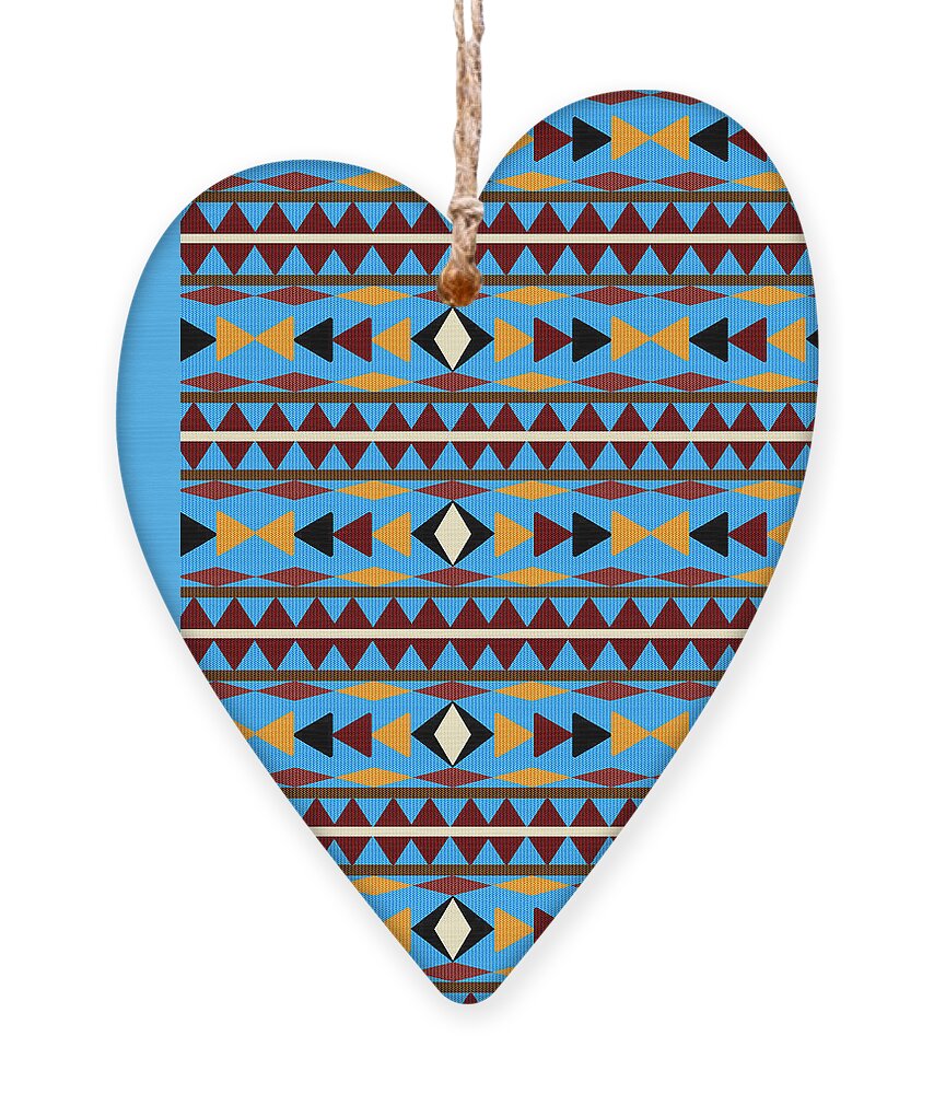 Navajo Ornament featuring the mixed media Navajo Blue Pattern by Christina Rollo