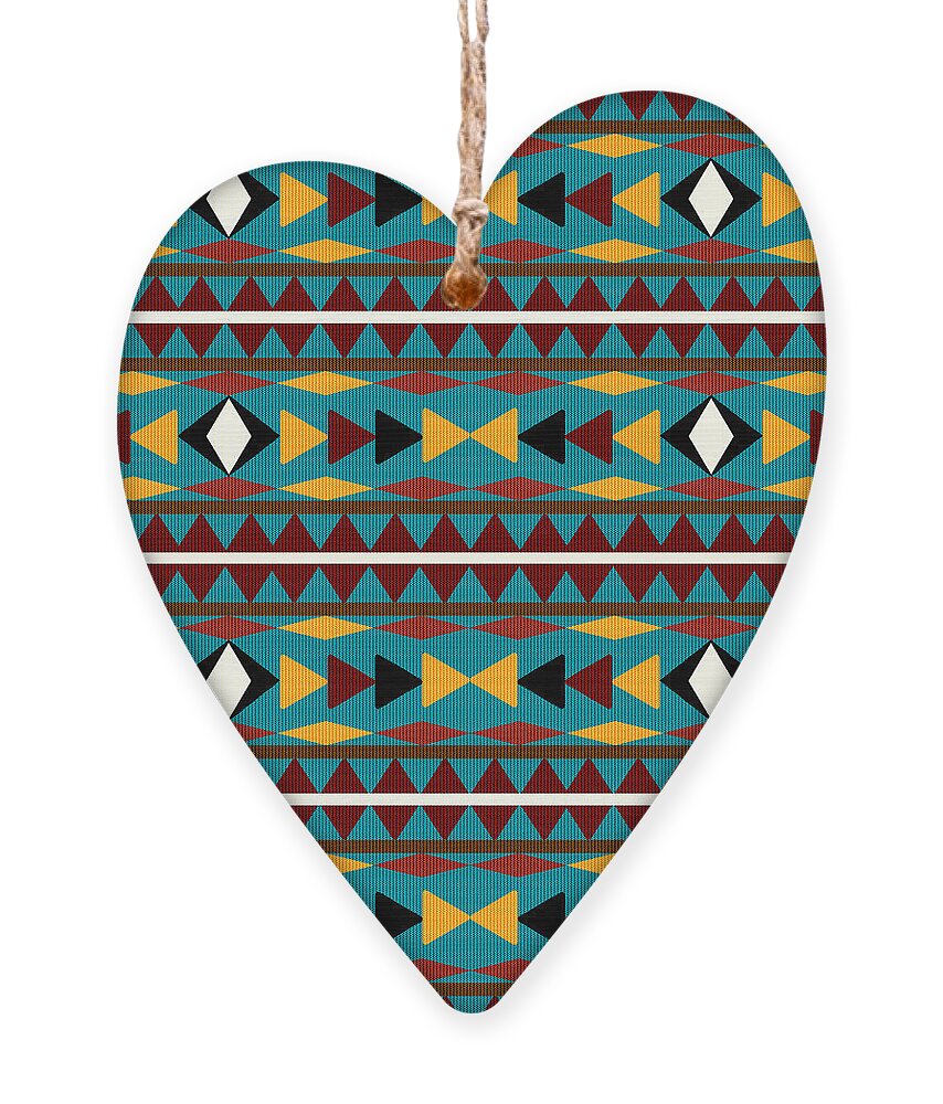 Navajo Ornament featuring the mixed media Navajo Teal Pattern by Christina Rollo