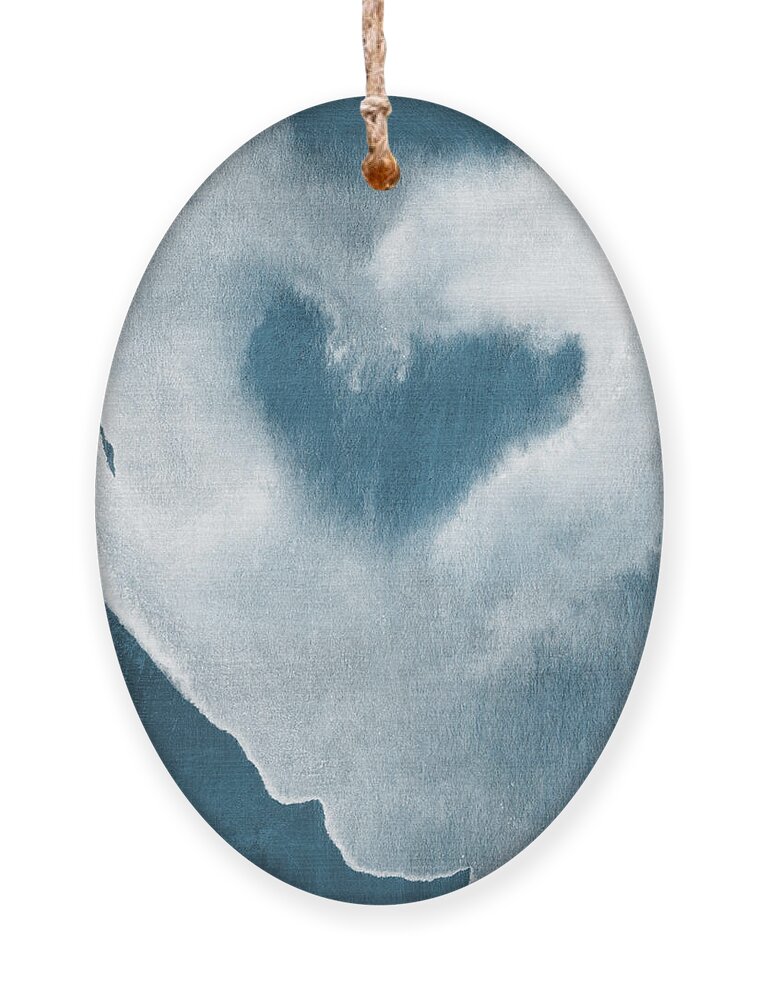 Love Ornament featuring the mixed media Navy Blue and White Love by Linda Woods