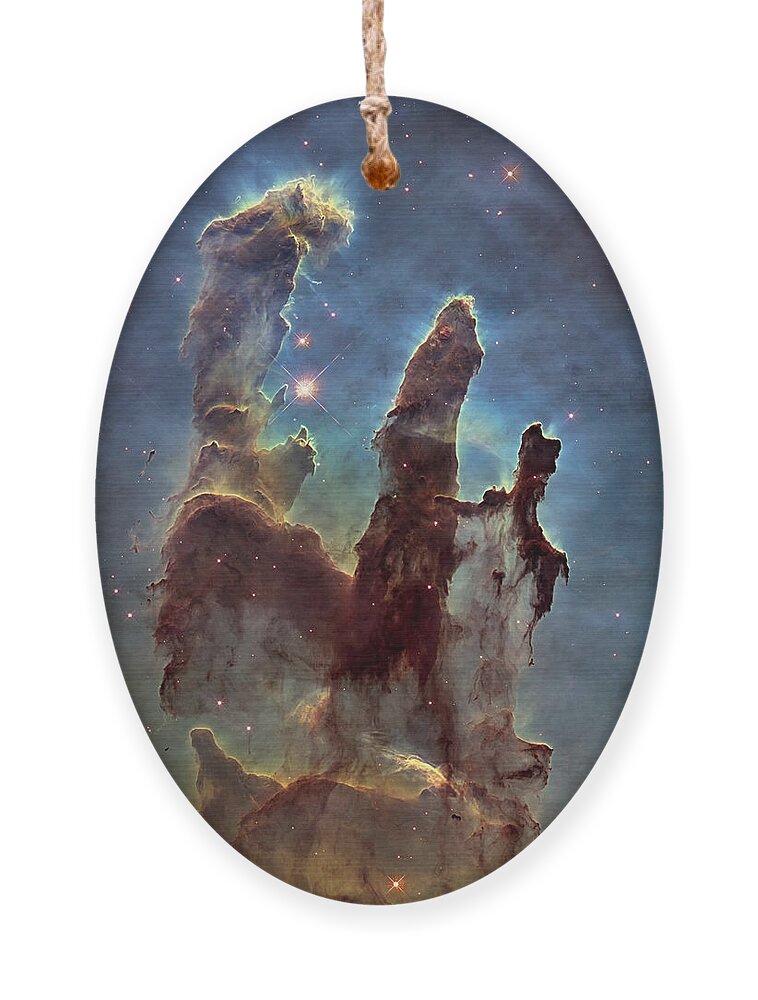 3scape Ornament featuring the photograph Hubble Pillars of Creation HD Square by Adam Romanowicz