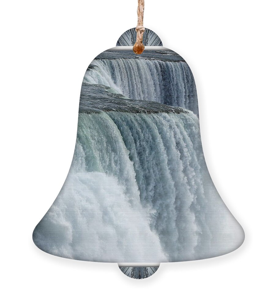Niagara Falls Ornament featuring the photograph Niagara Falls American side closeup with warp frame by Rose Santuci-Sofranko