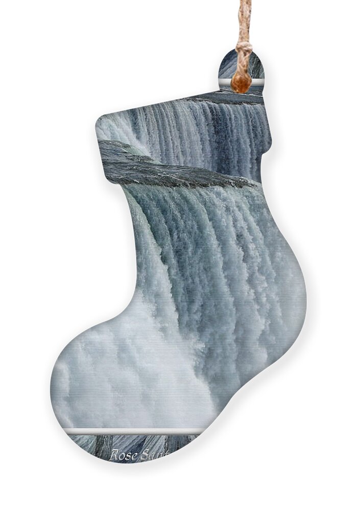 Niagara Falls Ornament featuring the photograph Niagara Falls American side closeup with warp frame by Rose Santuci-Sofranko