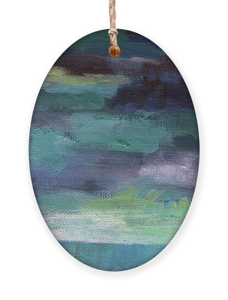 Abstract Painting Ornament featuring the painting Night Swim- abstract art by Linda Woods