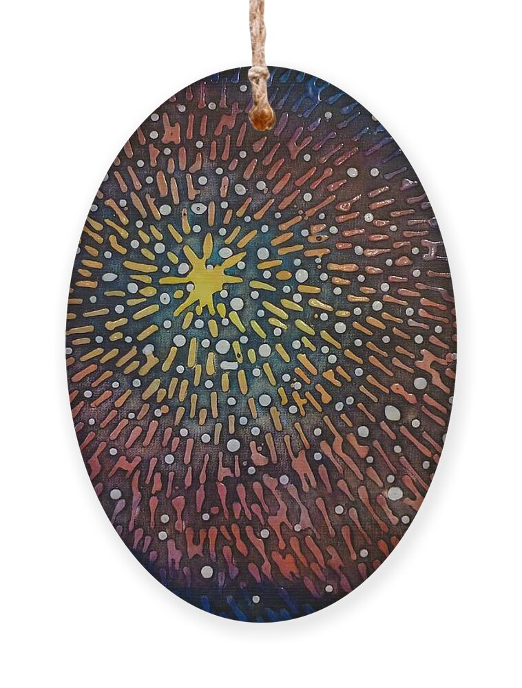 Nimoy Nebula Ornament featuring the painting Nimoy Nebula by Amelie Simmons