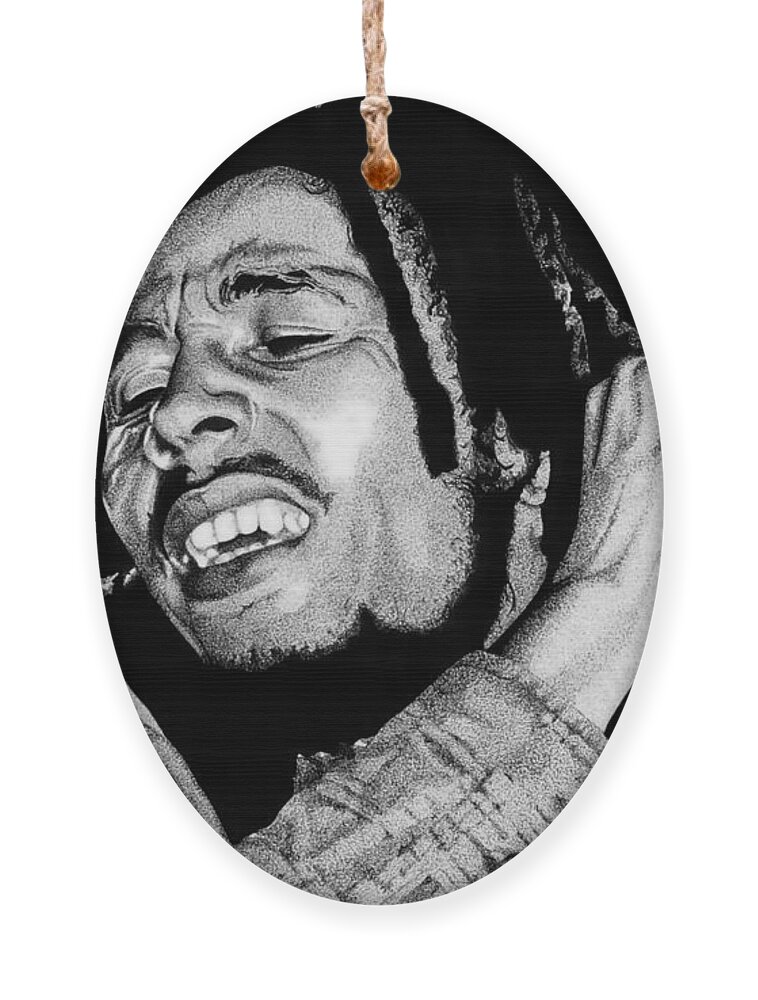 Bob Marley Ornament featuring the drawing No Woman No Cry by Cory Still