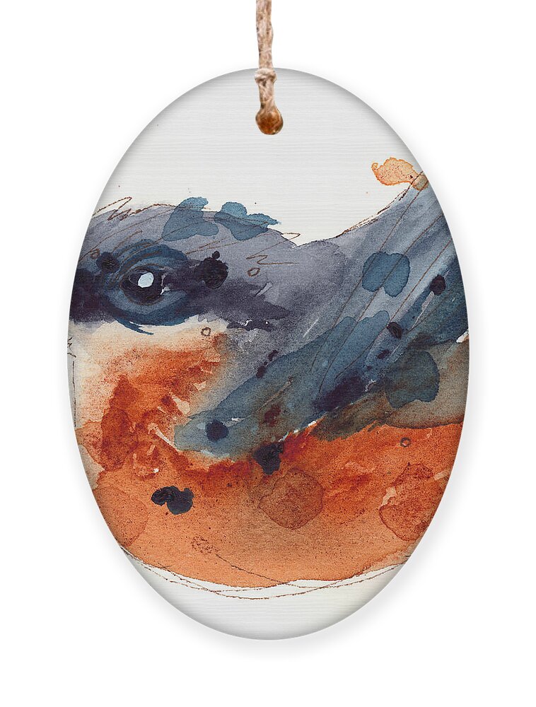 Nuthatch Watercolor Ornament featuring the painting November Nuthatch by Dawn Derman