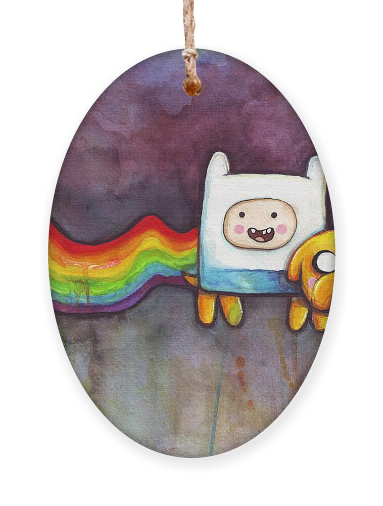 Nyan Cat Ornament featuring the painting Nyan Time by Olga Shvartsur