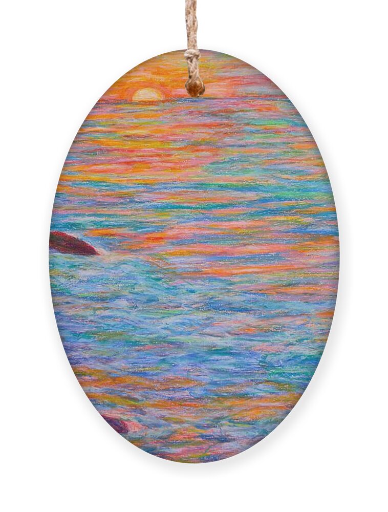 Ocean Ornament featuring the painting Ocean Sunset by Kendall Kessler