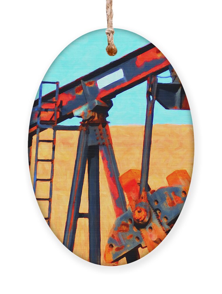 Houston Ornament featuring the photograph Oil Pump - Painterly by Wingsdomain Art and Photography