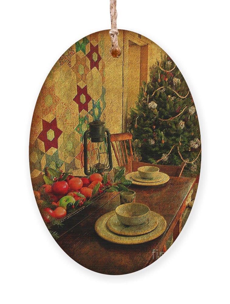 Textures Ornament featuring the photograph Old Fashion Christmas At Atalaya by Kathy Baccari