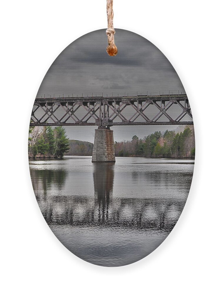 Old Bridge Ornament featuring the photograph Old Menominee Bridge by Gwen Gibson