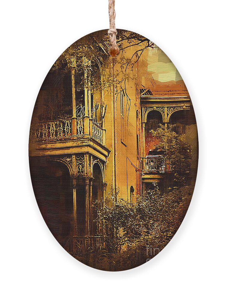 Victorian Ornament featuring the painting New Orleans Victorian by Kirt Tisdale