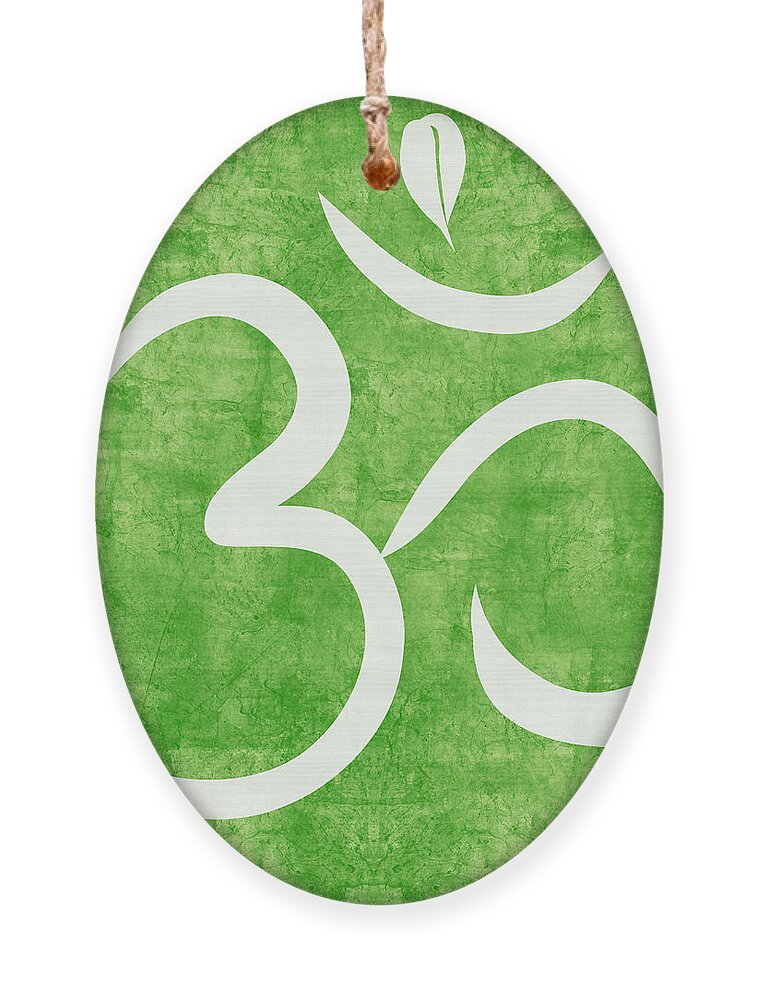 Om Ornament featuring the painting Om Green by Linda Woods