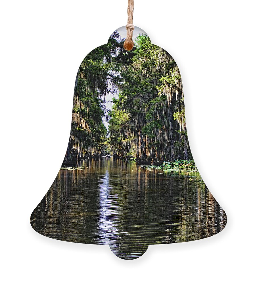 Nelumbo Lutea Ornament featuring the photograph On Golden Canal by Lana Trussell