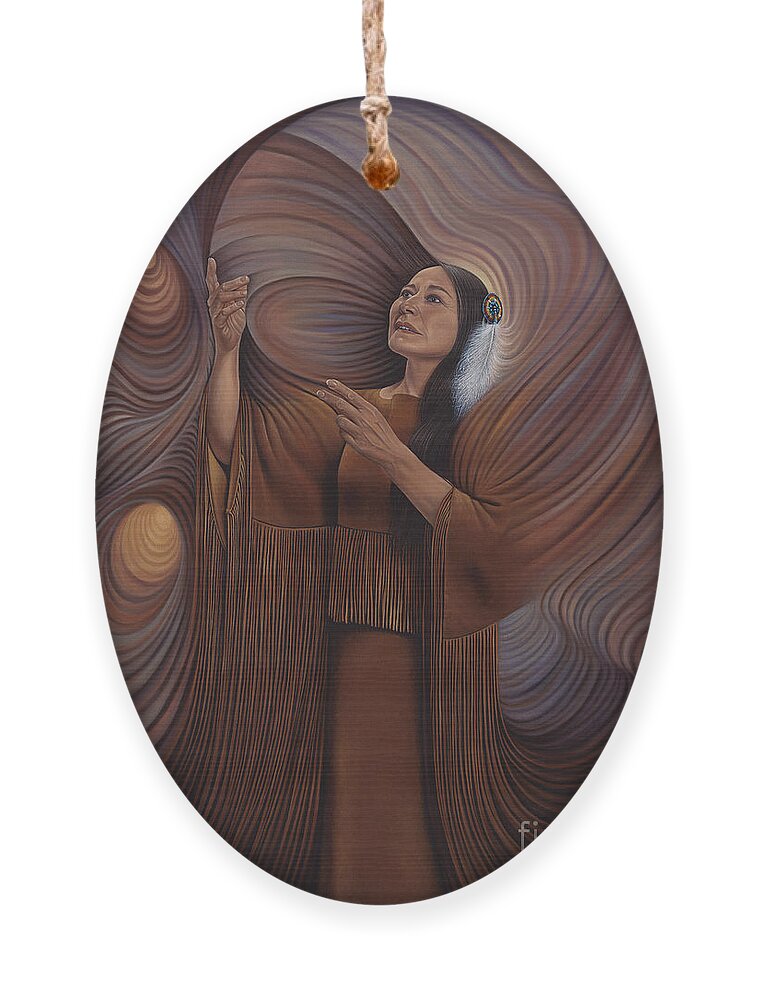 Bonnie-jo-hunt Ornament featuring the painting On Sacred Ground Series V by Ricardo Chavez-Mendez